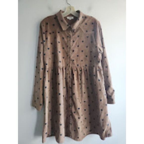 Umgee Brown Corduroy Dress Size Medium EUC - Picture 2 of 9